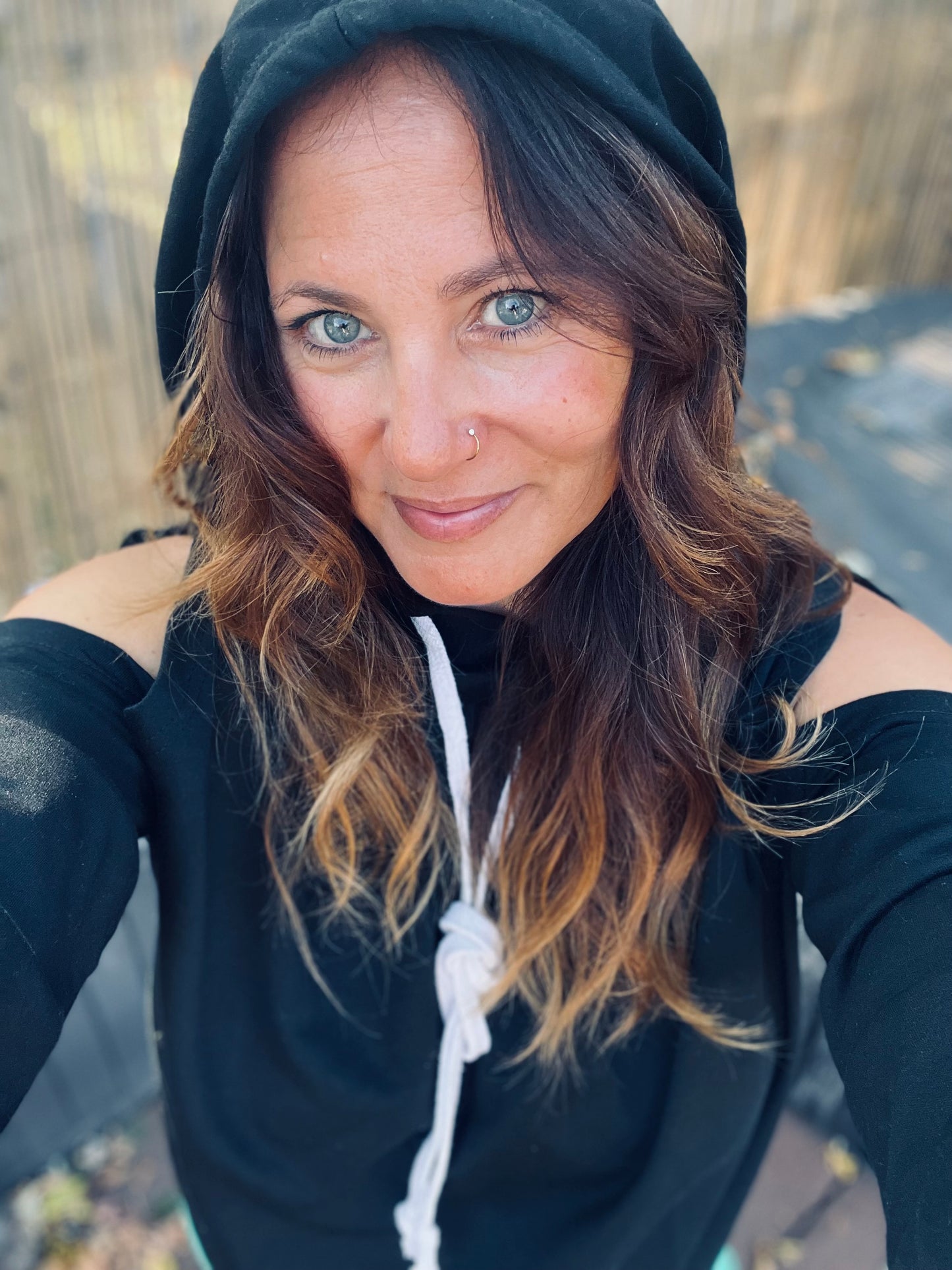 Cold shoulder black hoodie
