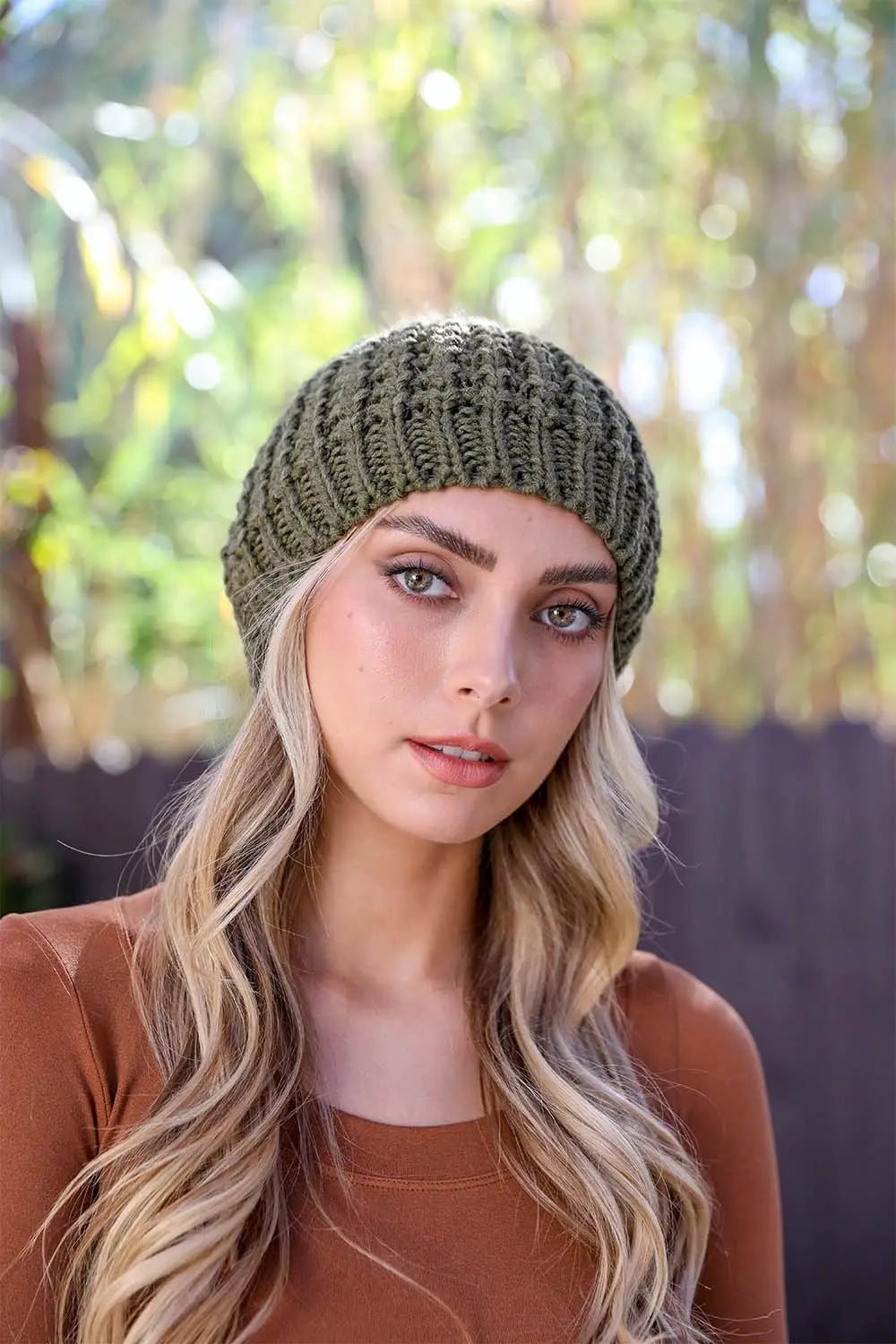 Textured Beanie With Pom Pom