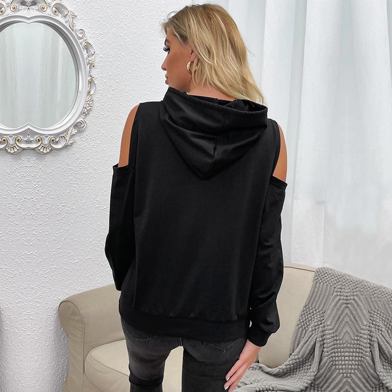 Cold shoulder black hoodie