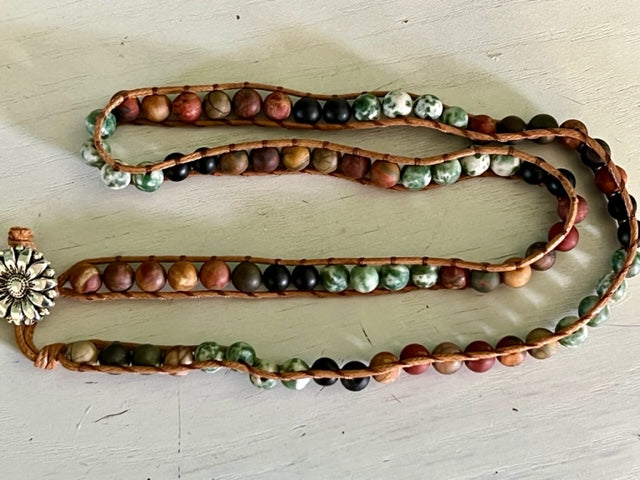 Natural stone multilayer bracelet