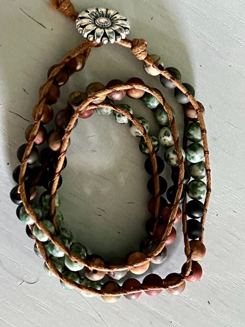 Natural stone multilayer bracelet