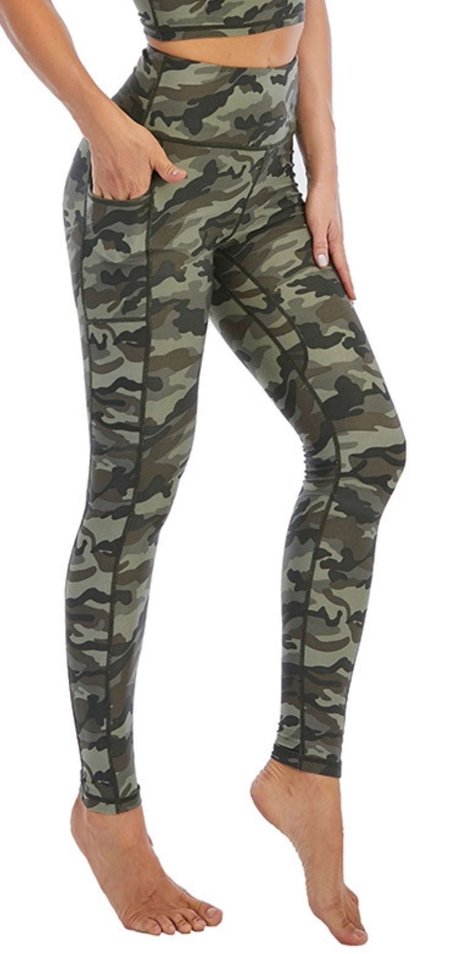 High Waist Camo Printed Yoga Legging with Pockets!