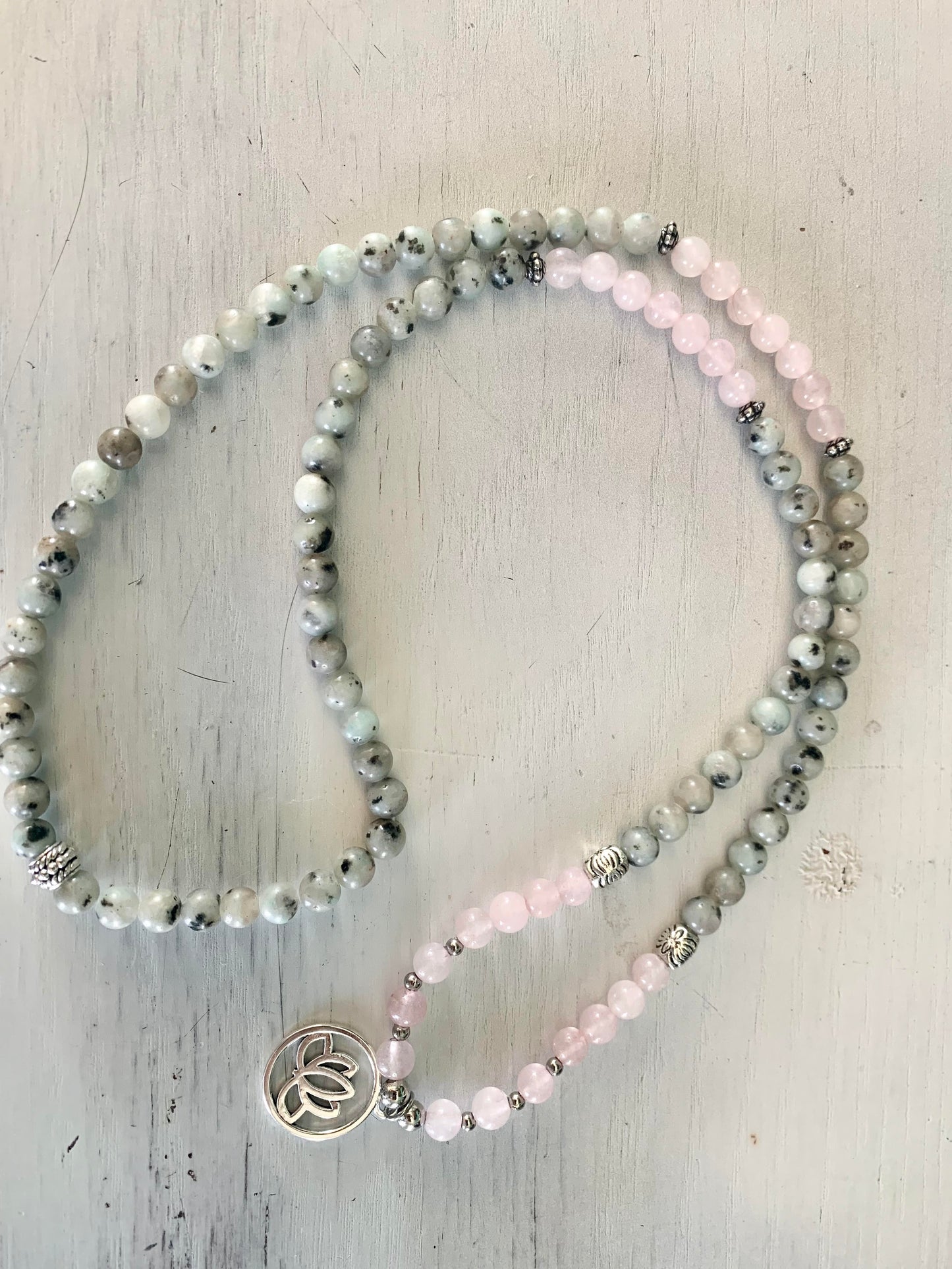 Kiwi Jasper Lotus Flower Charm Bracelet/Necklace