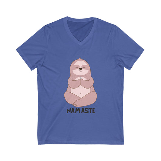 Namaste Sloth Unisex Jersey Short Sleeve V-Neck Tee Adult
