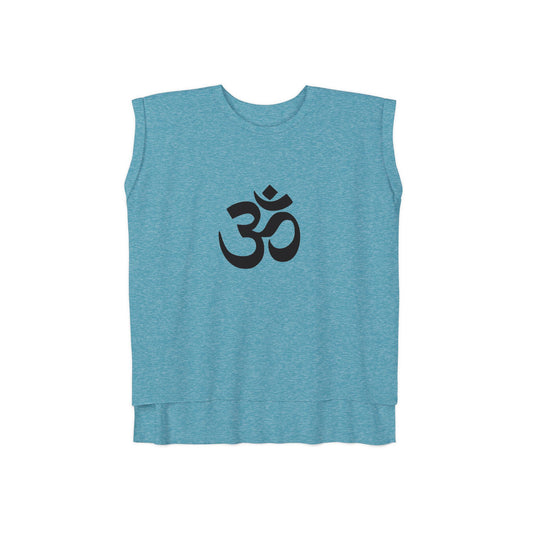 Mind your OM business Flowy Rolled Cuffs Muscle Tee