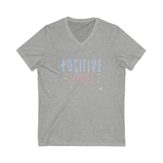 Positive Vibes Unisex Short Sleeve V-Neck Tee