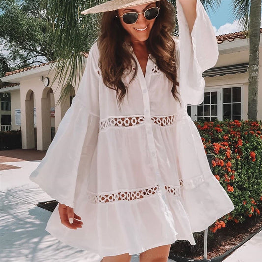 Flowy Beach Cover Up with Cut Out Design Details