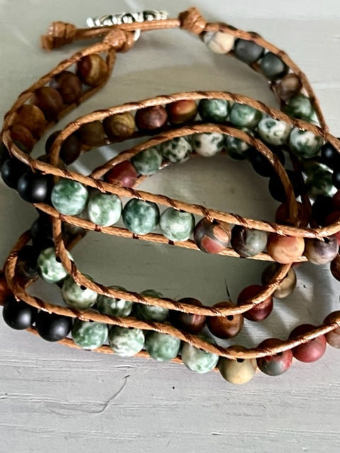 Natural stone multilayer bracelet