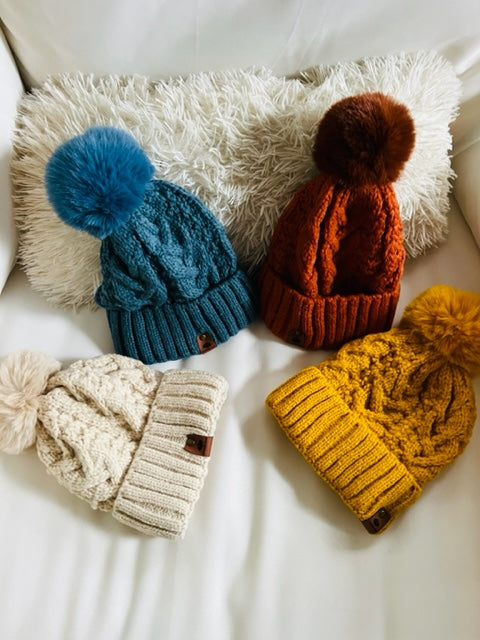 Thermal Lining Cable Knit Beanie