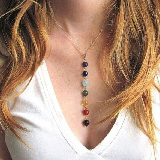 Chakra Beaded Pendant Necklace