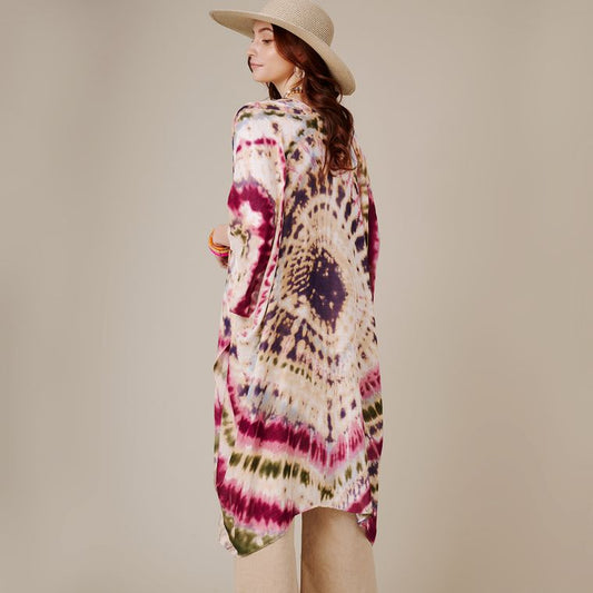 Spiral Tie Dye Patterned Kimono